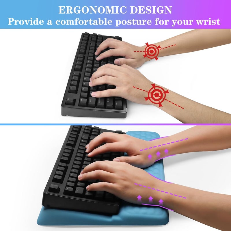 KEPUTAIER Computer Keyboard Stand with Wrist Rest, Ergonomic Tilted Keyboard Holder - Keyboard Riser with Wrist Pad - Keyboard Tray Support for Office Home - Blue - Image 3